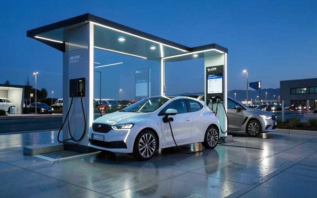 Şarj istasyonunda elektrikli otomobil